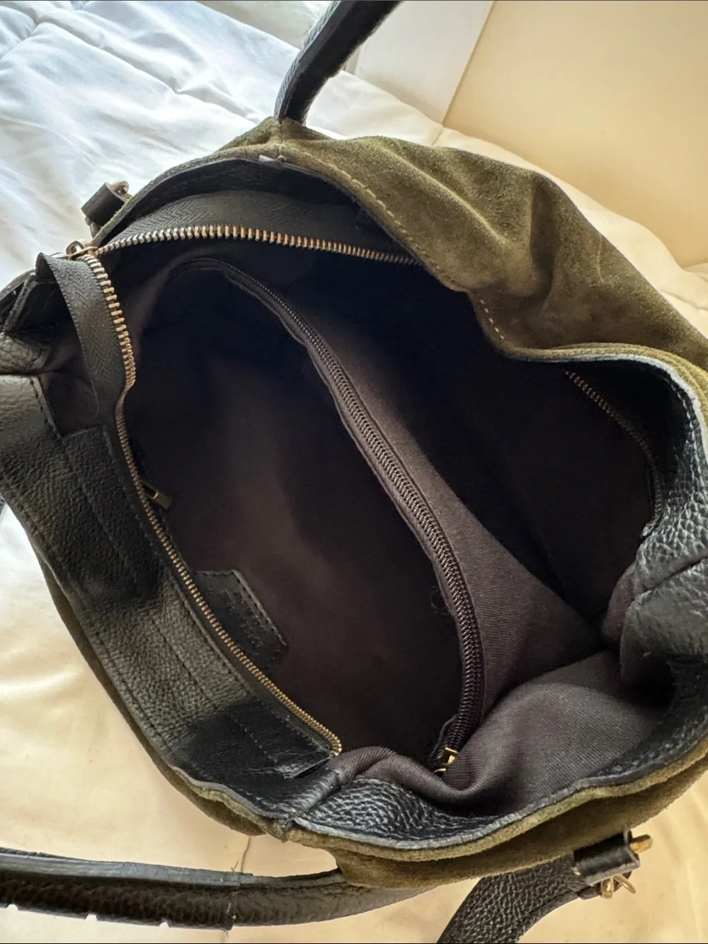 Cheval Firenze Italian Olive Green Suede Leather Hobo Shoulder Bag Made in Italy